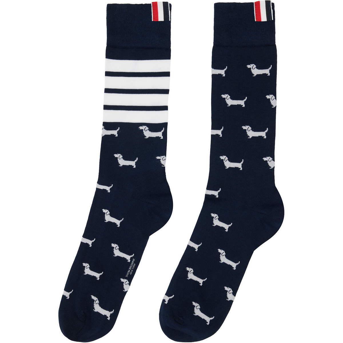 Thom Browne Navy Cotton 4-Bar Hector Mid Calf Socks
