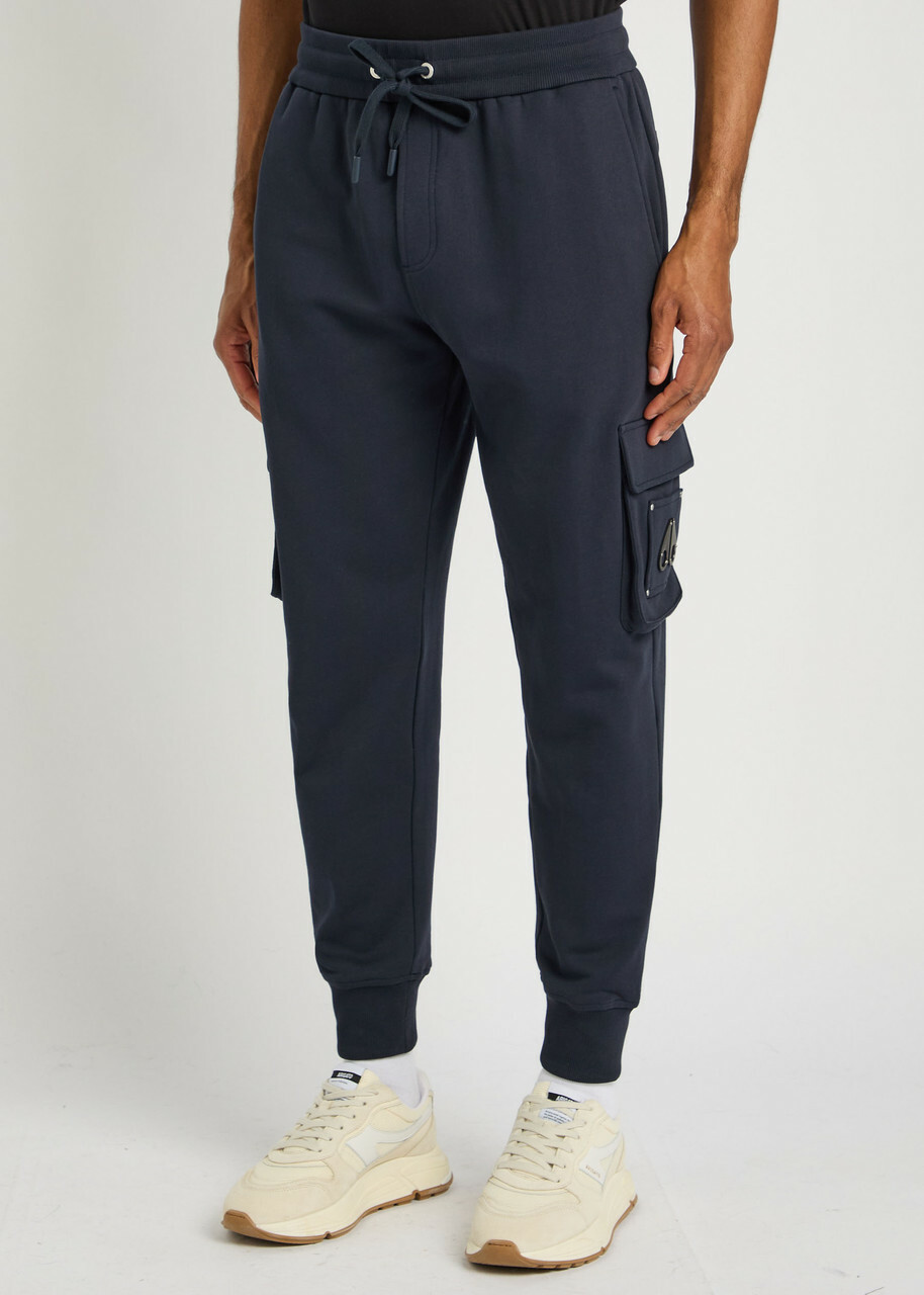 Moose Knuckles Hartsfield Tapered-leg Cotton Cargo Sweatpants Navy