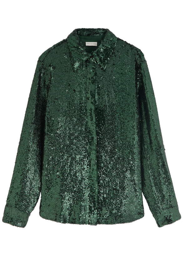 Photo: Dries Van Noten Chowy Sequin Shirt Dark Green
