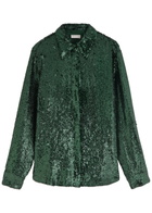 Dries Van Noten Chowy Sequin Shirt Dark Green