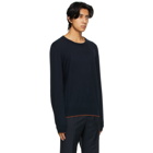 Maison Margiela Navy and Brown Elbow Patch Sweater