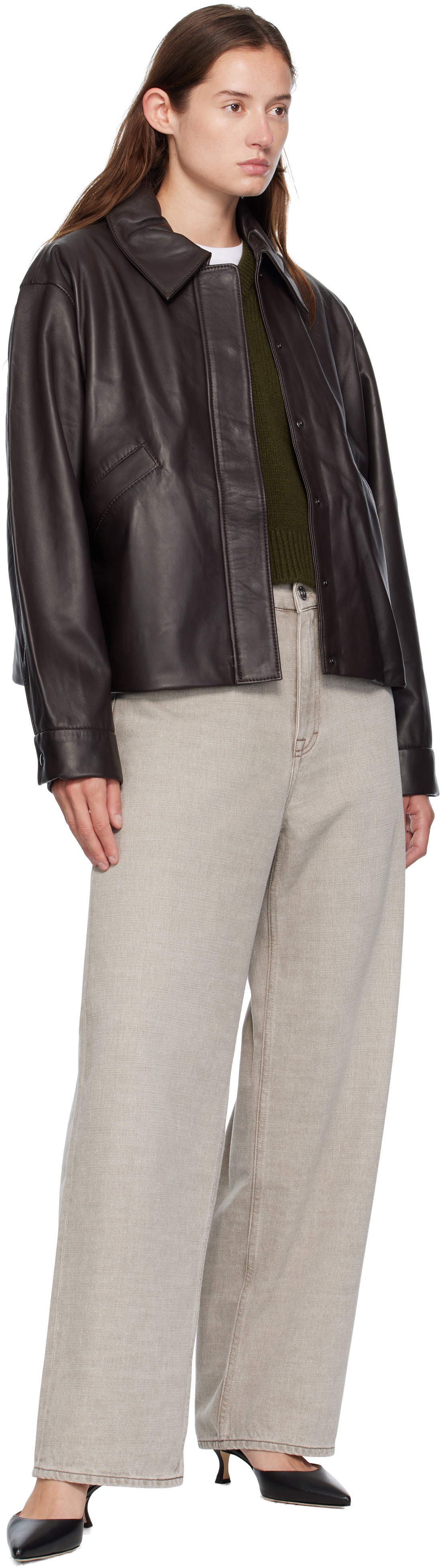 KASSL Editions Brown Short Lamb Leather Jacket