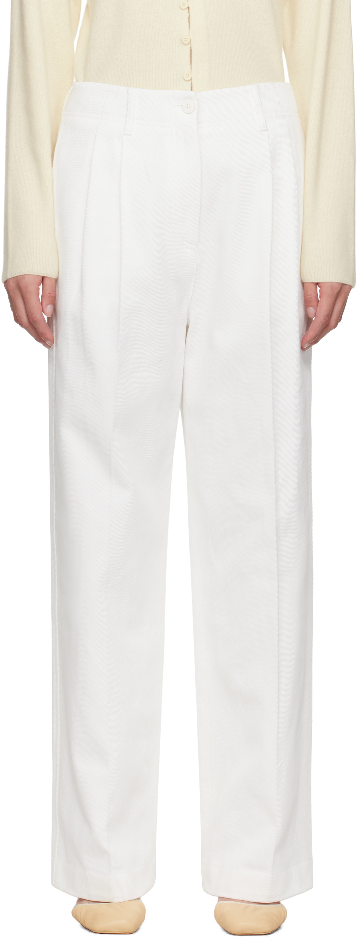 LE17SEPTEMBRE White Claire Cotton Twill Trousers