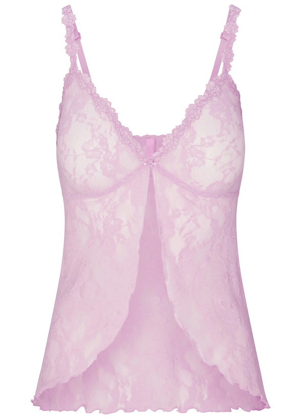 Photo: Skims Stretch-lace Babydoll top Light Pink