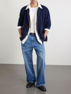 Inis Meáin - Double-Breasted Striped Wool, Cashmere and Cotton-Blend Blazer - Blue