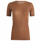 Auralee Women's Sheer Rib T-Shirt in Brown