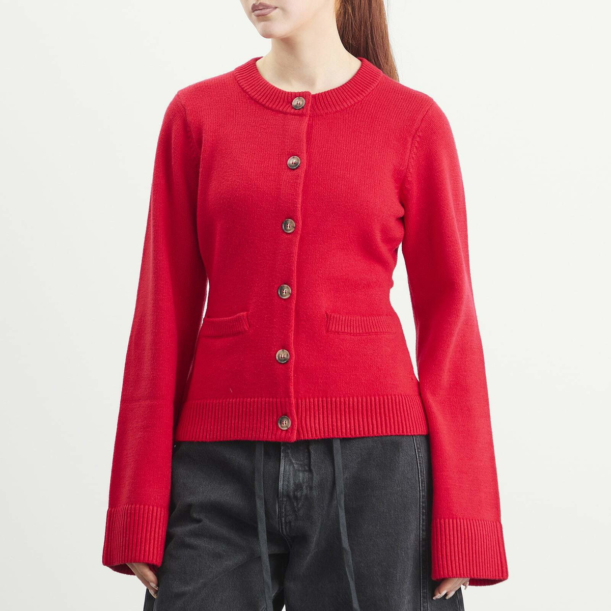 Good American Women's Button Front Knit Cardigan in Chili