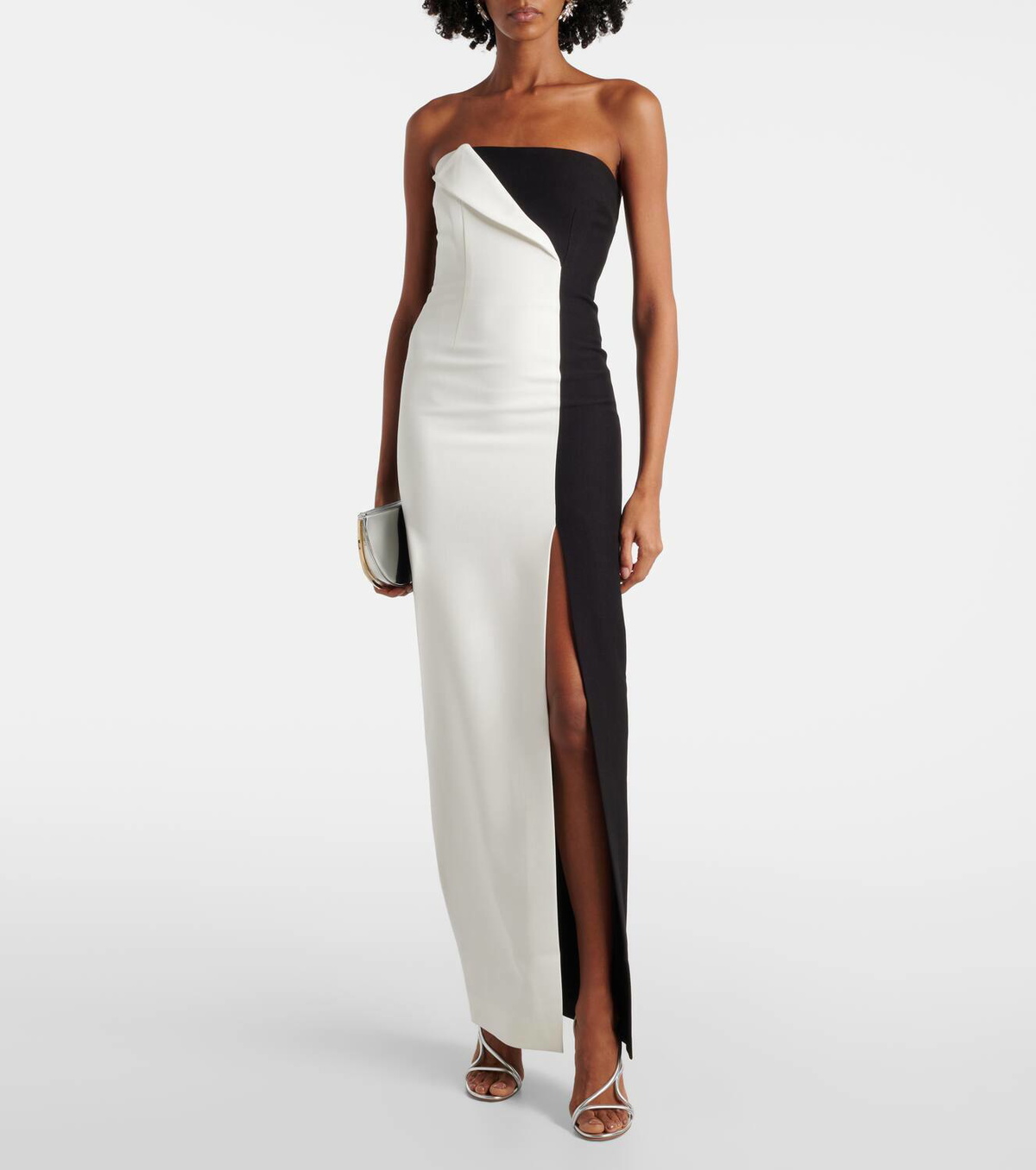 dresses by roland mouret Lace Insert Wool Crepe Midi Dress by ROLAND MOURET main image 0