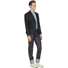 Thom Browne Navy Center Back Stripe High Armhole Blazer