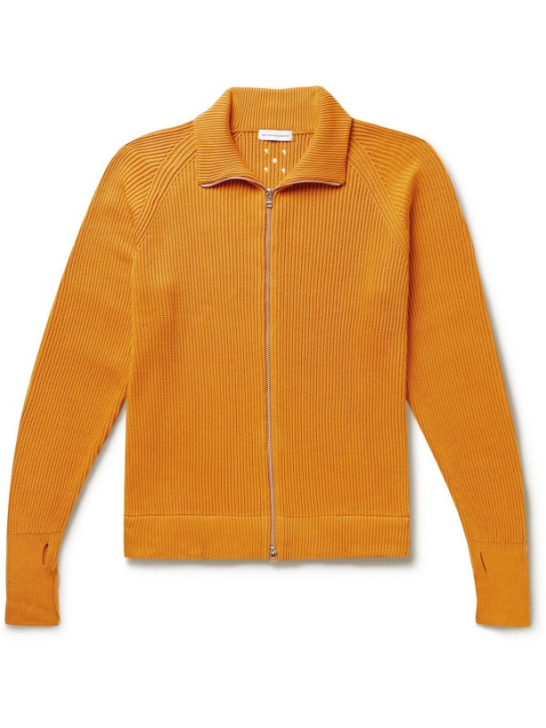 Photo: Pop Trading Company - Logo-Embroidered Panelled Cotton Zip-Up Cardigan - Yellow