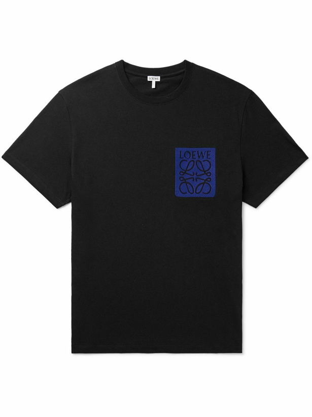 Photo: LOEWE - Logo-Appliquéd Cotton-Jersey T-Shirt - Black