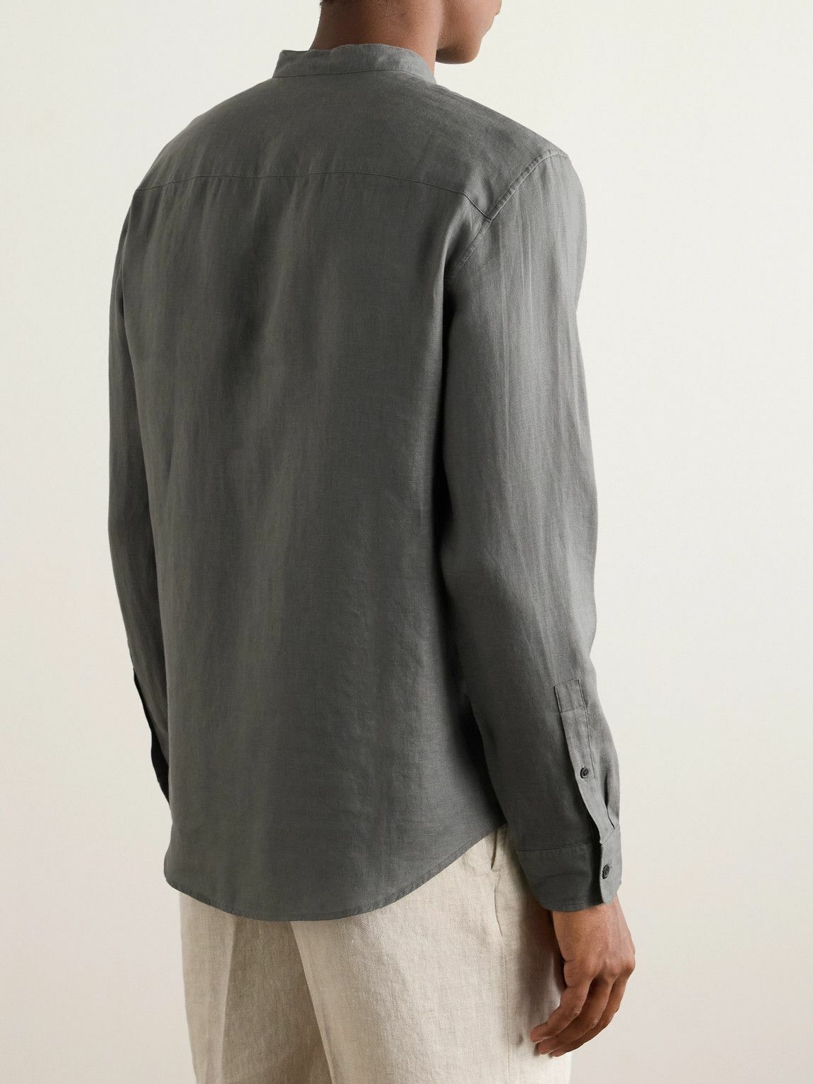 Club Monaco - Grandad-Collar Linen Shirt - Gray