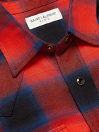 SAINT LAURENT - Slim-Fit Checked Woven Shirt - Red