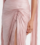 Marmar Halim Pleated taffeta bustier gown and scarf set