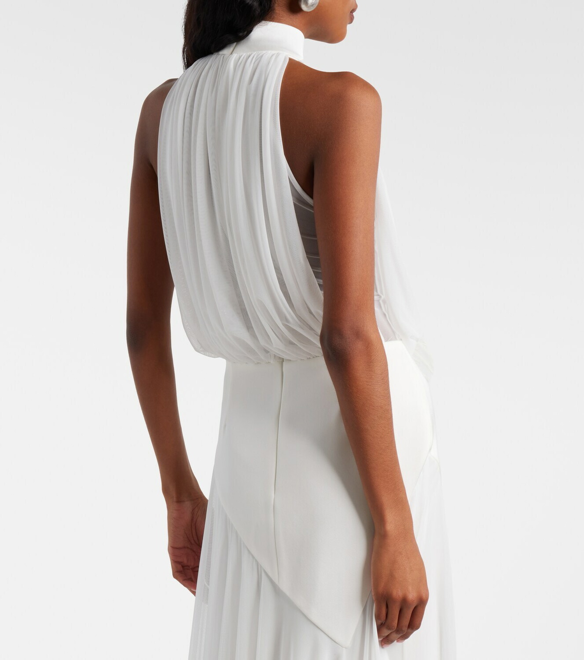 David Koma Draped floral-appliqué gown