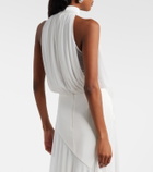 David Koma Draped floral-appliqué gown