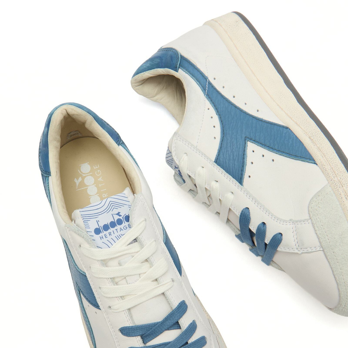 Diadora Men's Prestige  Sneaker in White/Blue Shadow
