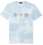 Versace - Logo-Embroidered Tie-Dyed Cotton-Jersey T-Shirt - Blue
