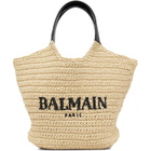 BALMAIN Beige Mini 'BALMAIN' Crochet Tote