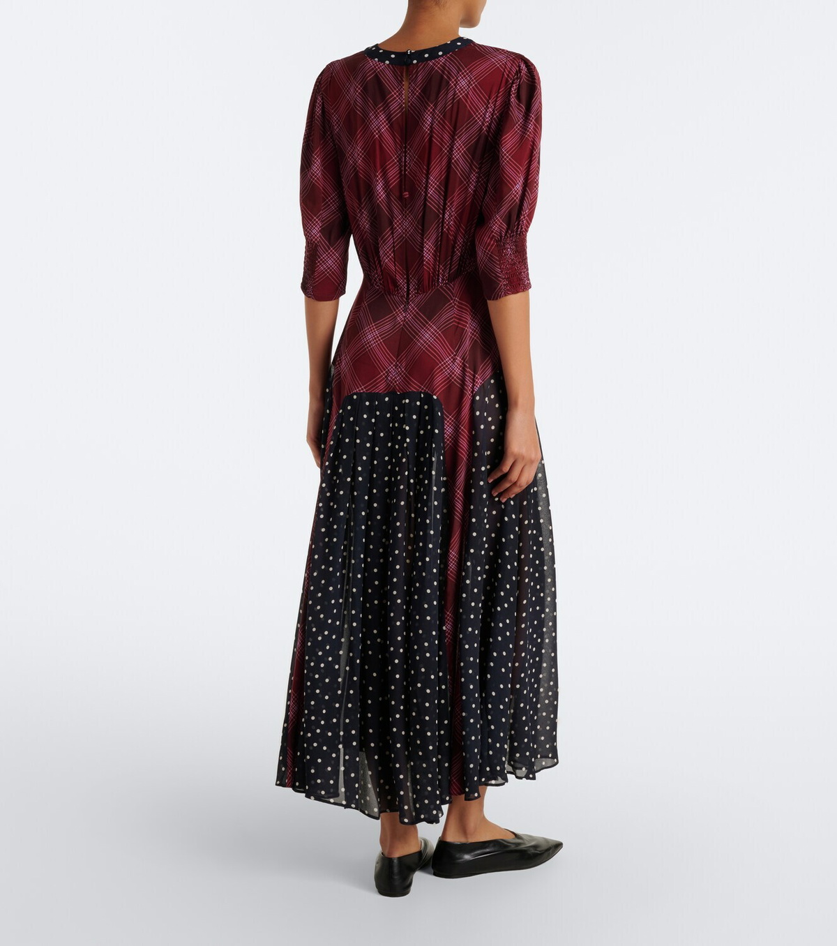 Rixo Meg plaid and polka-dot maxi dress