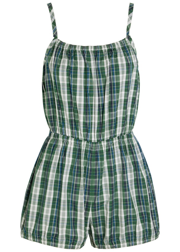 Photo: Suzie Kondi Dassia Checked Cotton-poplin Romper Green