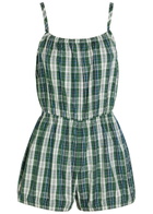 Suzie Kondi Dassia Checked Cotton-poplin Romper Green