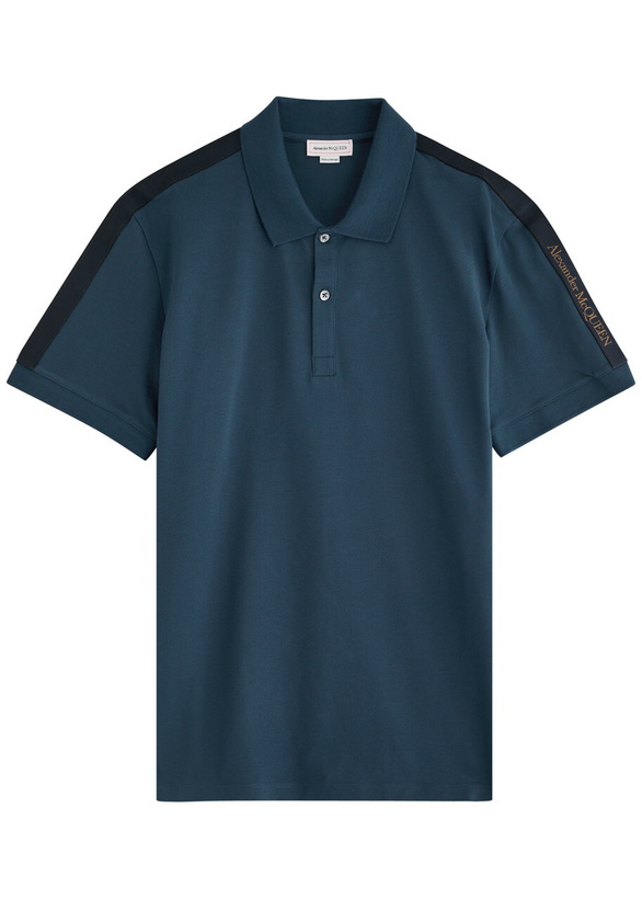 Photo: Alexander Mcqueen Logo-appliqué Piqué Cotton Polo Shirt Navy