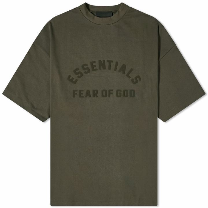 Photo: Fear of God ESSENTIALS Men's Spring Printed Logo T-Shirt in Ink
