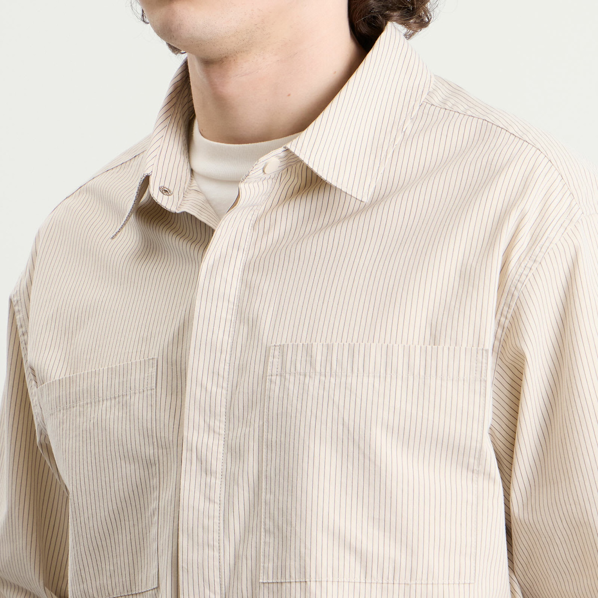 Bound Men's Lordelo Stripe Longsleeve Shirt in Ecru
