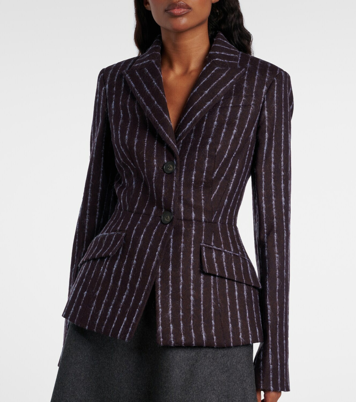 Erdem Pinstripe wool and mohair blazer