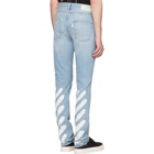 Off-White Blue Slim Spray Diagonal Jeans