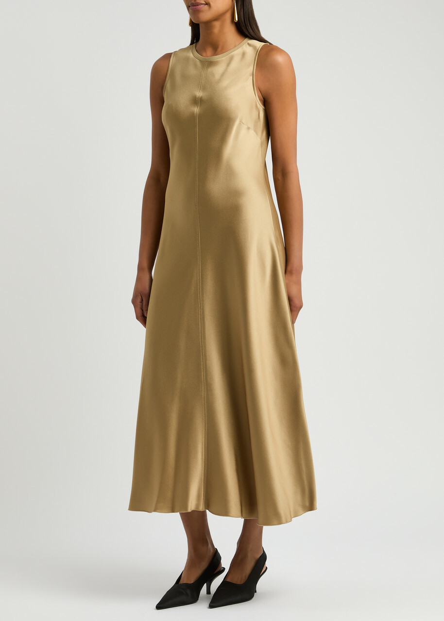 Forte_forte Satin Midi Dress Beige