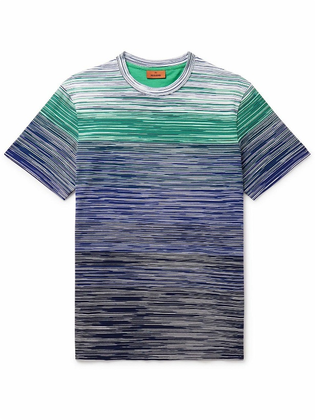 Photo: Missoni - Space-Dyed Dégradé Cotton-Jersey T-Shirt - Blue