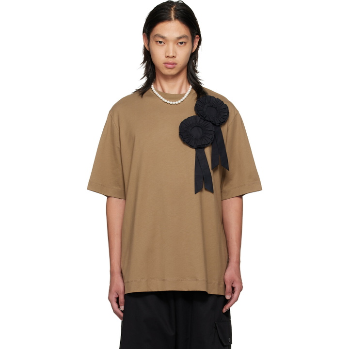 Photo: Simone Rocha Khaki Ruffle Rosette Boxy T-shirt