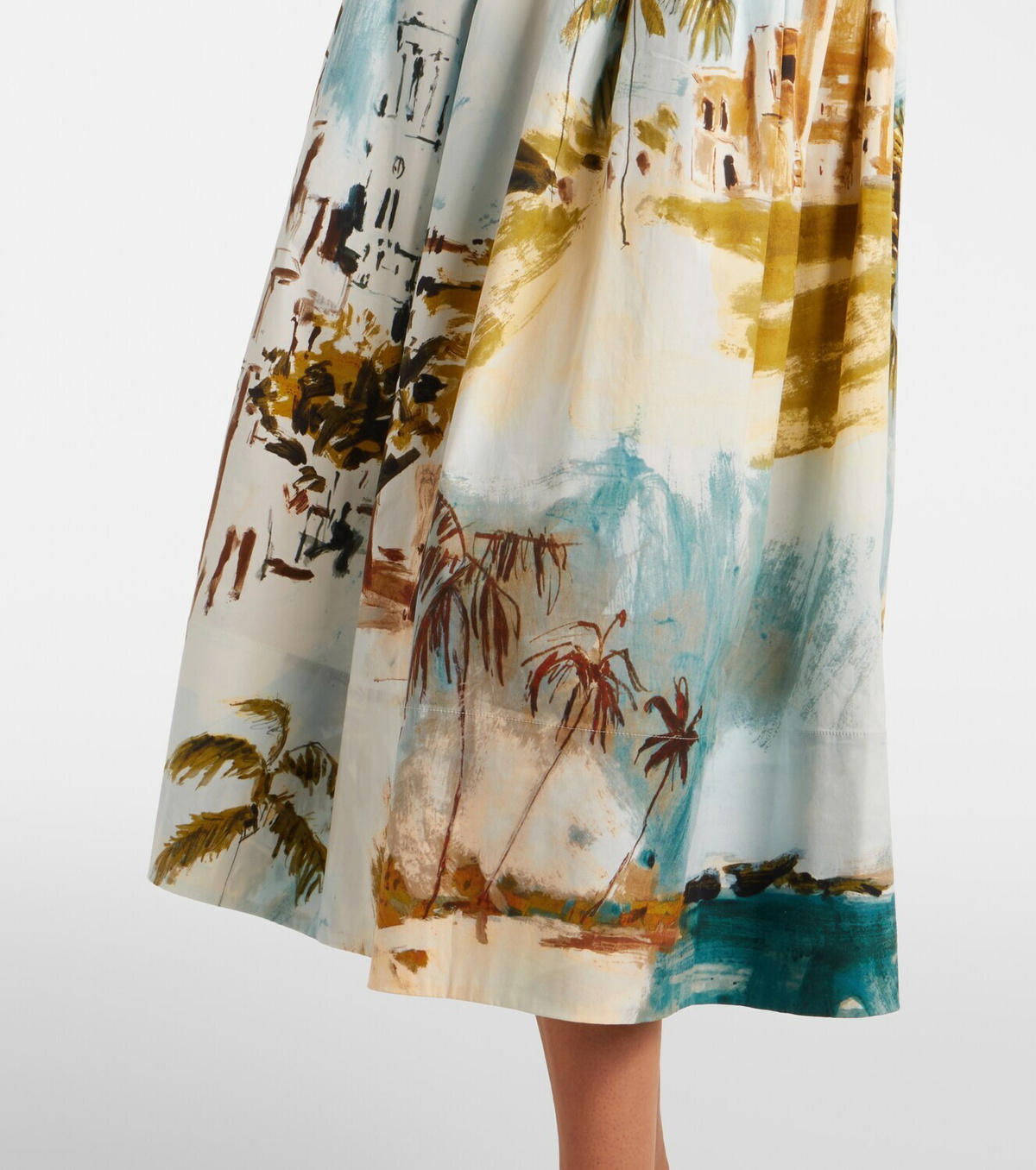 Oscar de la Renta Pleated printed cotton-blend cocktail dress