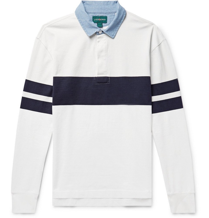 Photo: J.Crew - Chambray-Trimmed Striped Cotton-Jersey Polo Shirt - Men - White