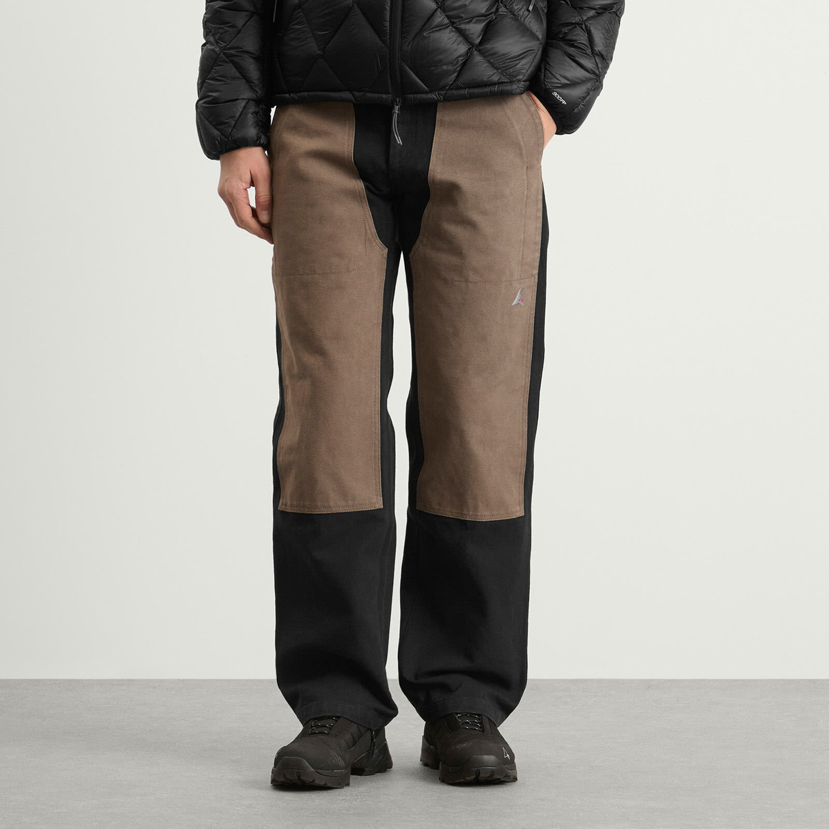 ROA Men's Fomes Double Knee Washed Canvas Pant in Black Grey ROA
