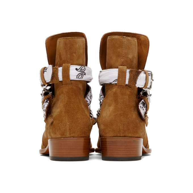 Amiri Tan Suede Bandana Buckle Boots Amiri