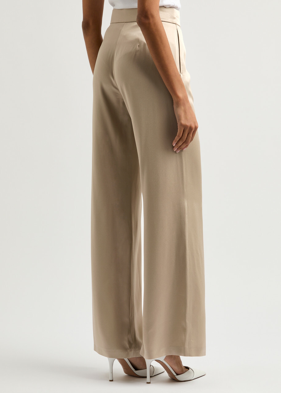 Herno Wrap-effect Satin Trousers Cream