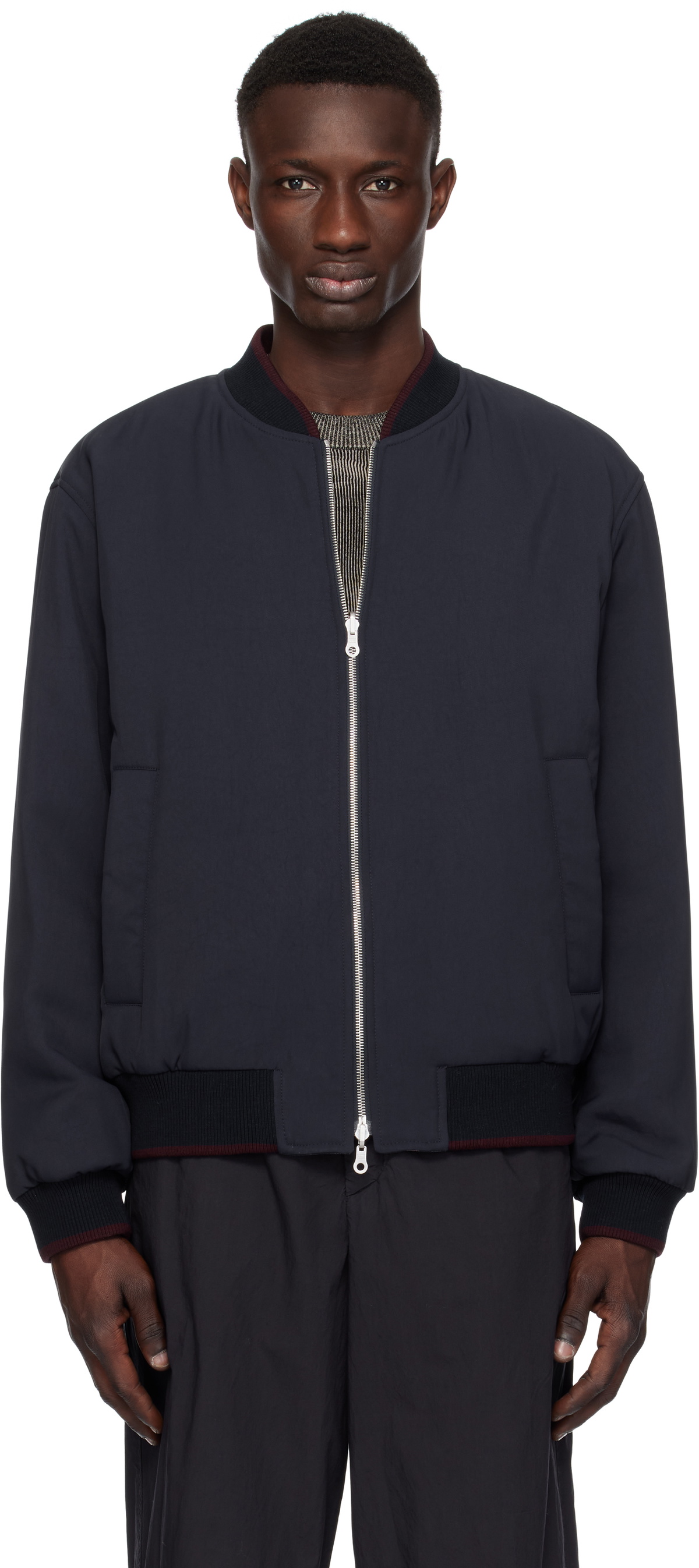 Dries Van Noten Black Two-Way Zip Bomber Jacket Dries Van Noten