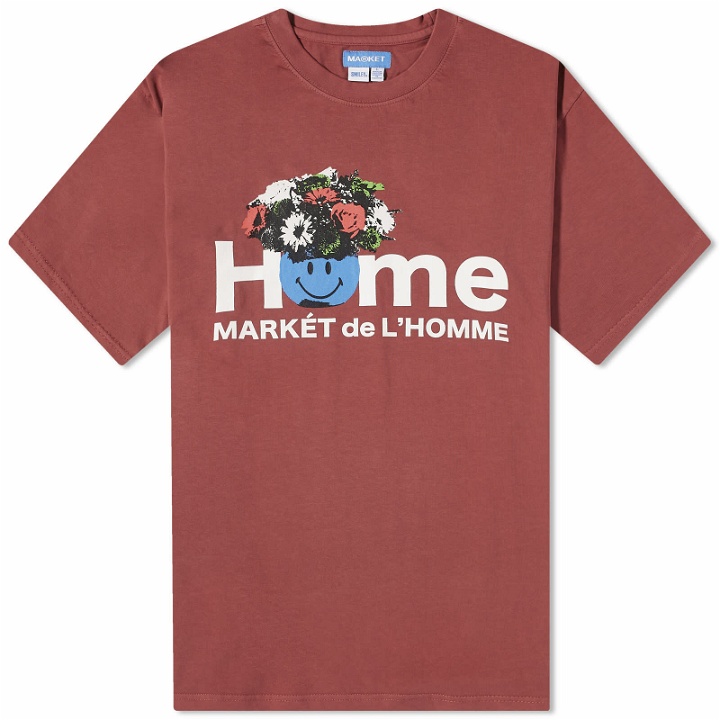 Photo: MARKET Men's Smiley De L'Homme T-Shirt in Berry