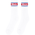 Rhude White and Blue Vintage Logo Socks