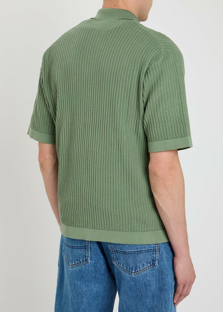 Forét Textured-knit Cotton Shirt Green