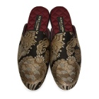 Dolce and Gabbana Black and Gold Embroidered Loafers