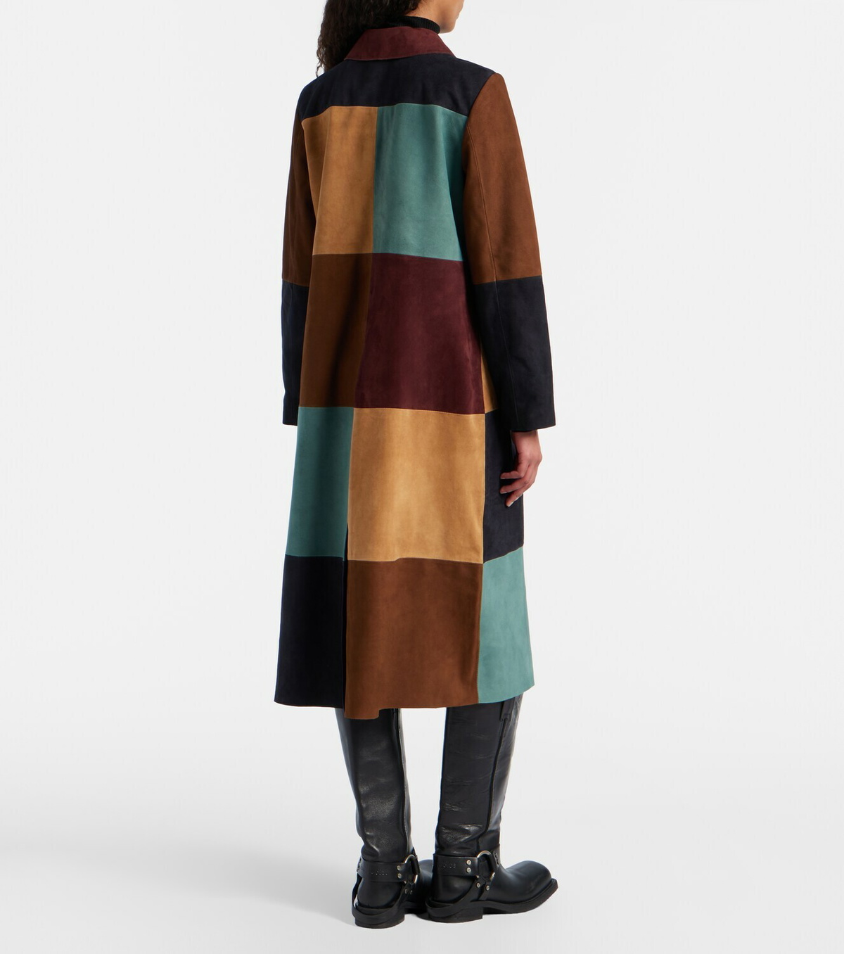 Rixo Patchwork suede coat