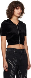 alexanderwang.t Black Cropped Zip-Up Hoodie