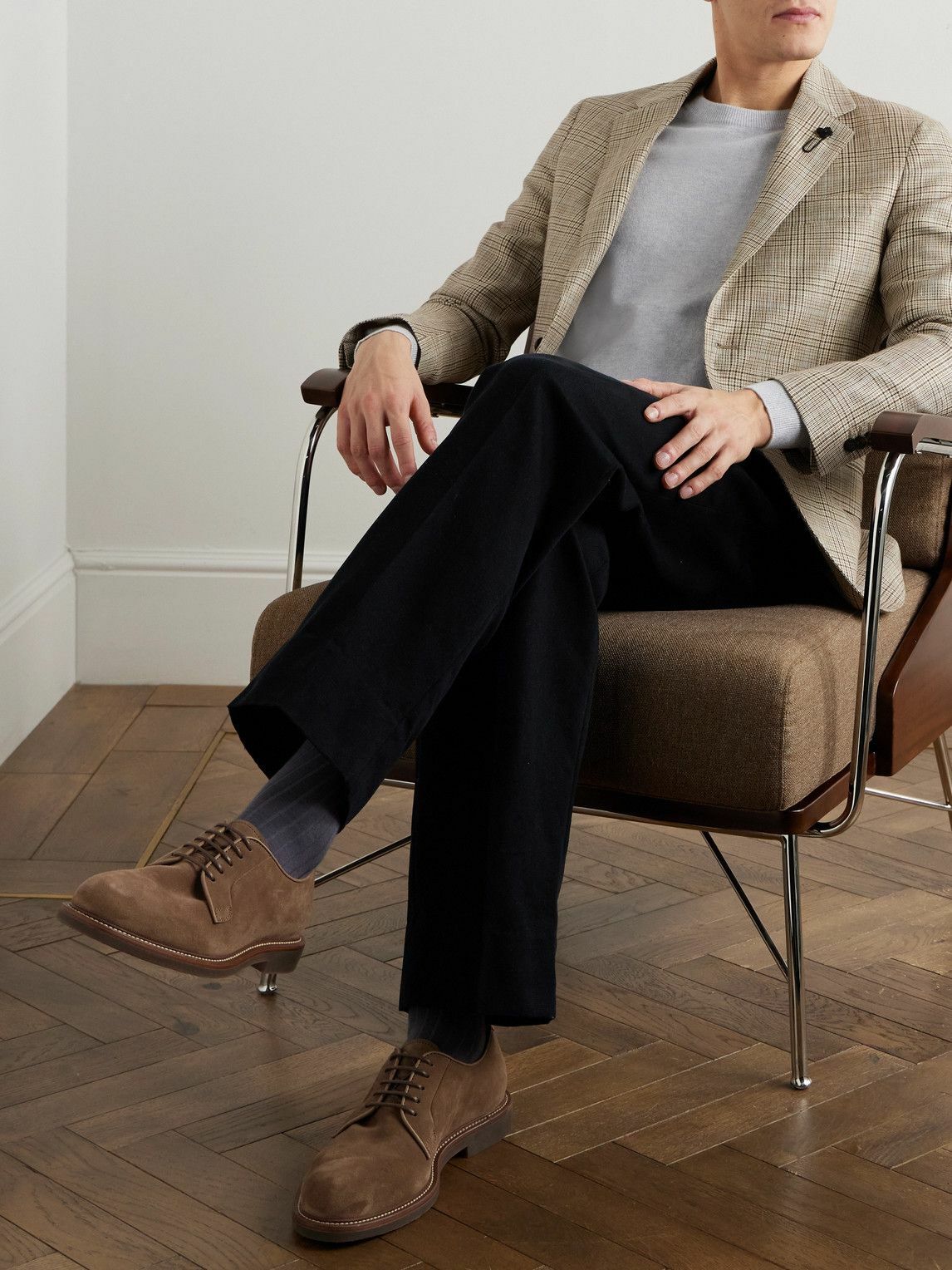 Brunello Cucinelli Brown Suede Derby Shoes BRUNELLO CUCINELLI Suede Derby, in Avola | Sam Malouf  main image 4