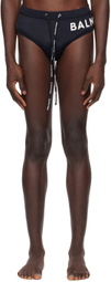 Balmain Black Printed Swim Briefs