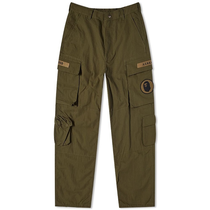 Photo: A Bathing Ape Men's Multi Pocket Loose Fit Cargo Pants in Olive Drab
