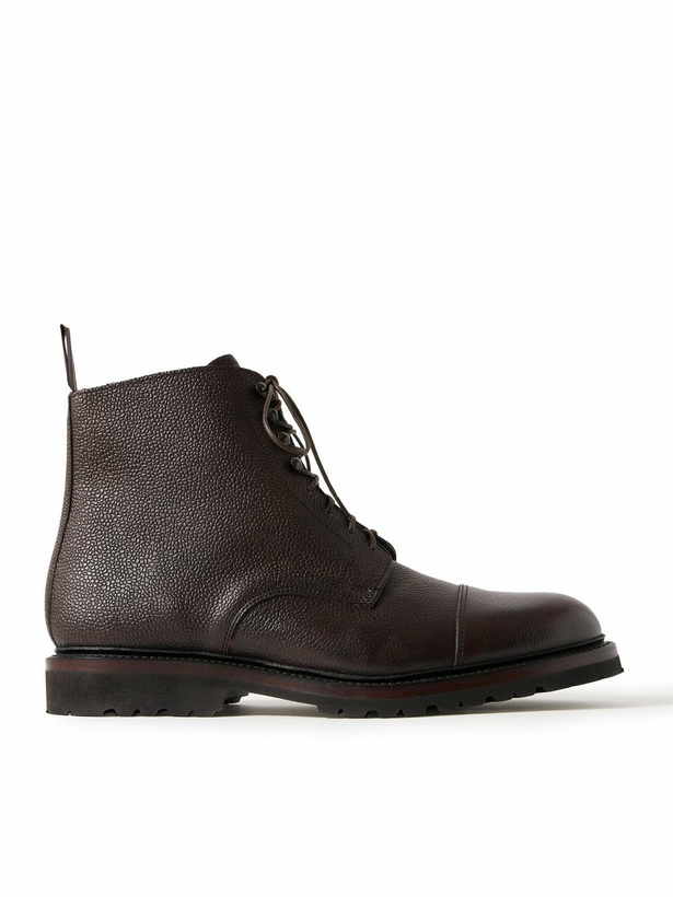 Photo: George Cleverley - Taron II Pebble-Grain Leather Derby Boots - Brown